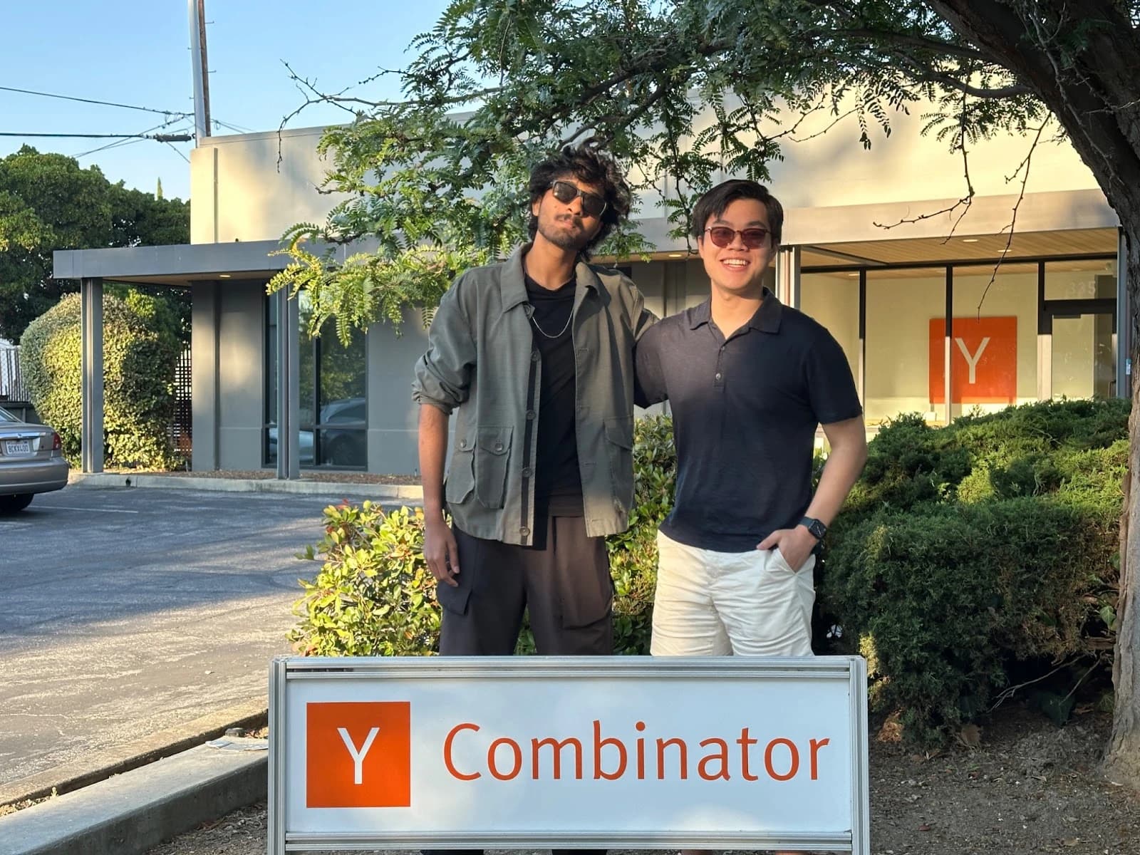 Mark and me beside the Y Combinator sign.